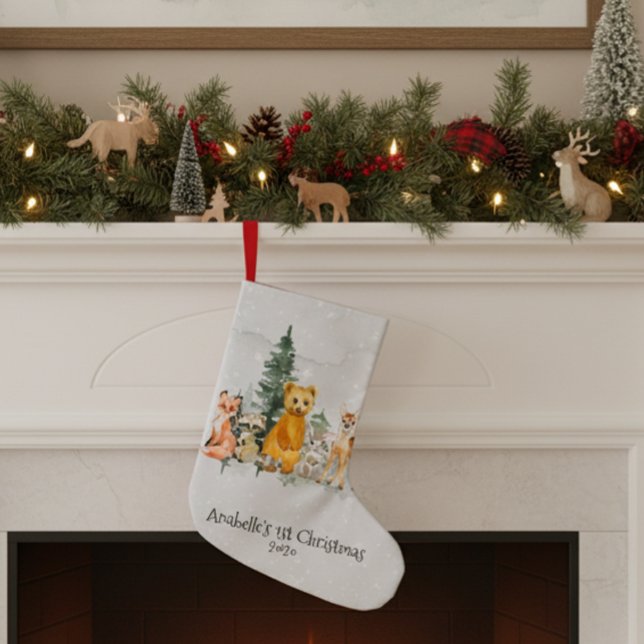 Baby 1:a julen skogsdjur akvarell liten julstrumpa (Skapare uppladdad)