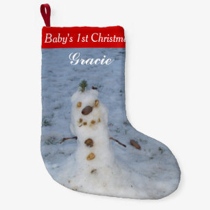 Baby 1:a julen Snögubbe Personlig Namn Liten Julstrumpa