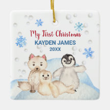 Baby 1:a Julens första arktiska djur Vattenfärg