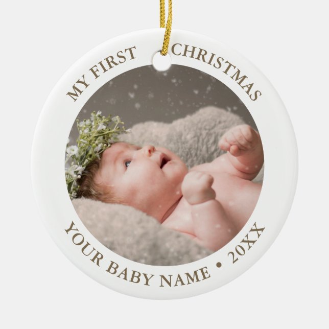 Baby 1:a julfoto julgransprydnad keramik (Framsidan)