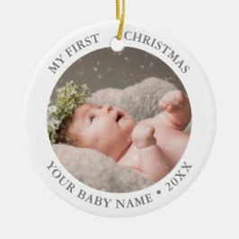 Baby 1:a julfoto julgransprydnad keramik