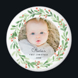 Baby 1:a julfoto magnet<br><div class="desc">Baby första julfotopapper</div>
