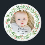 Baby 1:a julfoto magnet<br><div class="desc">Baby första julfotopapper</div>