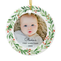 Baby 1:a julfoto Ornament