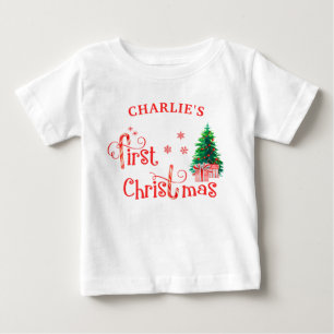 Baby 1:a Julgran och Röda Candy cane T Shirt