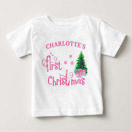 Baby 1:a Julgran och Rosa Candy cane Girl T Shirt
