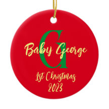Baby 1:a Julgran, ornament unisex monogram