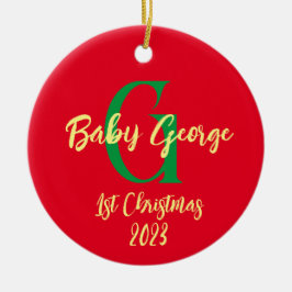 Baby 1:a Julgran, ornament unisex monogram