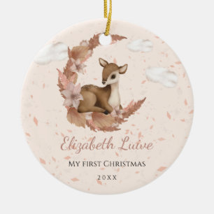 Baby 1: a julgrisen, lilla Bambi Flowers Dust Clou Julgransprydnad Keramik