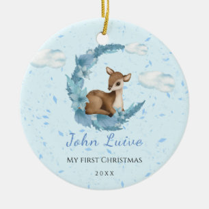 Baby 1: a julgrisen, lilla Bambi Flowers Dust Clou Julgransprydnad Keramik