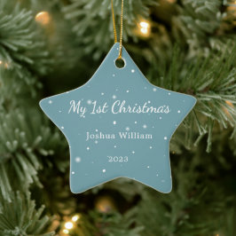 Baby 1:a julklappen Snöflingor Blue Ornamet Julgransprydnad Keramik