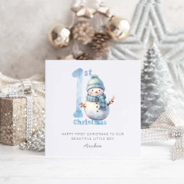 Baby 1:a julklappen Snögubbe Julkort
