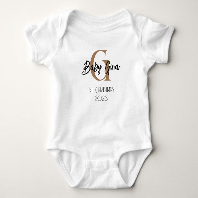 baby 1:a julklappen unisex namn bodykostdräkt t shirt (Framsida)