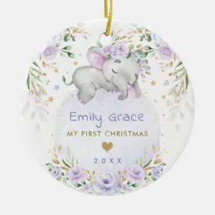 Baby 1:a jultomten Lila Elephant Julgransprydnad Keramik