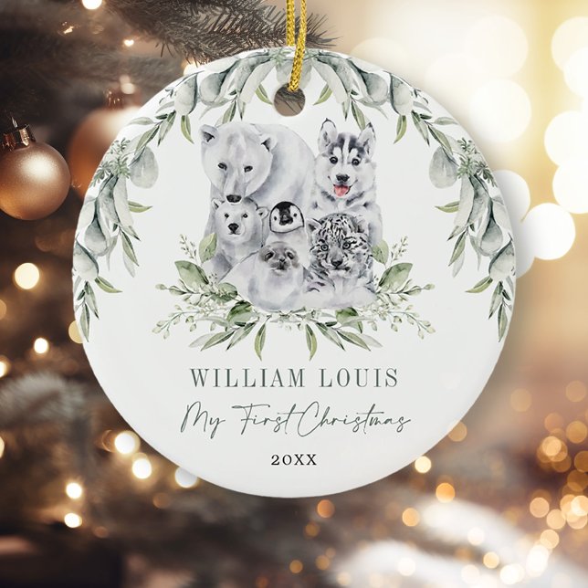 Baby 1:a julvintern Underland Artiska djur Julgransprydnad Keramik (Skapare uppladdad)