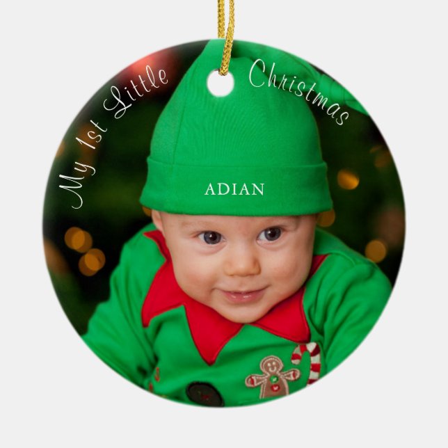 Baby 1:a lilla jul julgransprydnad keramik (Framsidan)