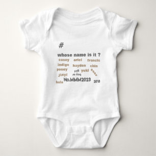 Baby 1 Biet-bodykostym med Unisex Namn framtill T Shirt