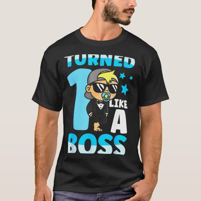 Baby 1st Birthday Boy Girl 1 Year Like A Boss Kids T Shirt (Framsida)