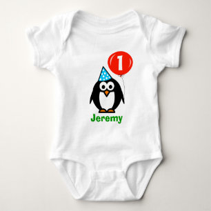 Baby 1st Birthday creeper penguin och ballong Tee Shirt