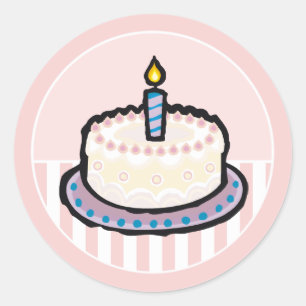Baby 1st Birthday Party-inbjudan Runt Klistermärke