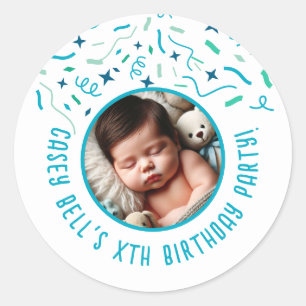 Baby 1st Birthday Småbarn Kids Anpassningsbar Part Runt Klistermärke