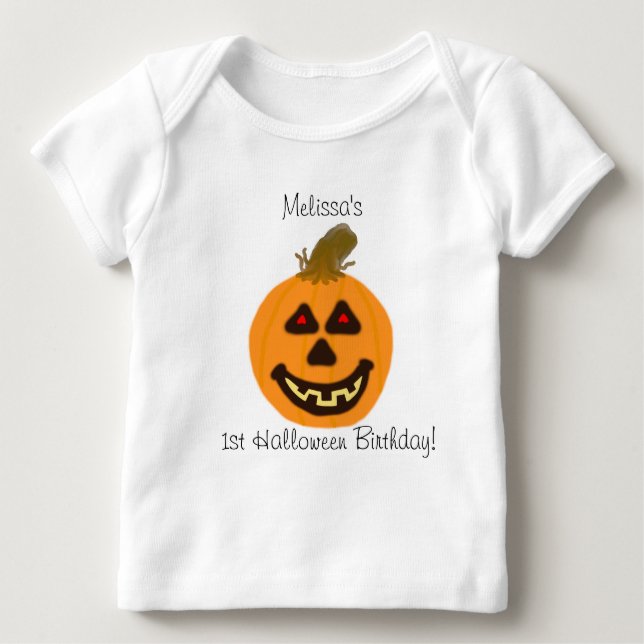 Baby 1st Birthday Smiling Pumpkin T-Shirt (Framsida)