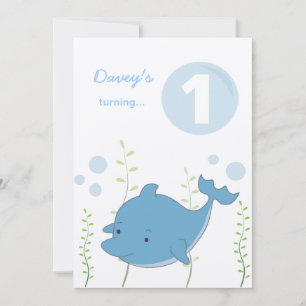Baby 1st delfin under havsfödelsedaginbjudan inbjudningar