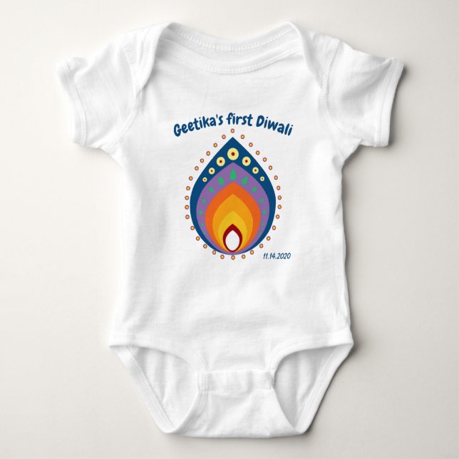 Baby 1st Diwali med eget namn stil2 T Shirt (Framsida)