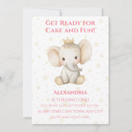 Baby 1st födelsedagspresent personlig princess ele inbjudningar