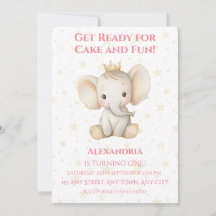 Baby 1st födelsedagspresent personlig princess ele inbjudningar