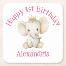 Baby 1st födelsedagspresent personlig princess ele underlägg papper kvadrat