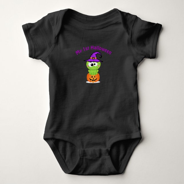 Baby 1st Halloween Little Witch Frog Tröja (Framsida)