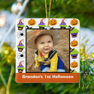 Baby 1st Halloween Photo Cute Personlig Julgransprydnad Keramik