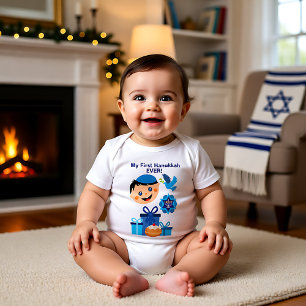 👶 🍩 Baby 1st Hanukkkah - med lycklig judisk baby T Shirt