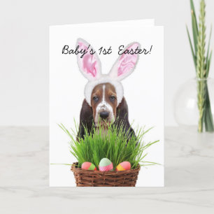 Baby 1st hund för påskBasset Helgkort