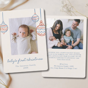 Baby 1st jul Blue & Red Ornament 2 Photo Julkort