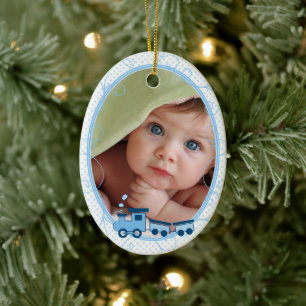 Baby 1st jul Choo Choo Tåg Ornaments Julgransprydnad Keramik