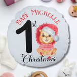 Baby 1st jul Cute Winter Bear Red Sweater Rund Kudde<br><div class="desc">Baby 1st jul Cute Bear Red Sweater Winter Animal KeepsakRound Pillow.</div>