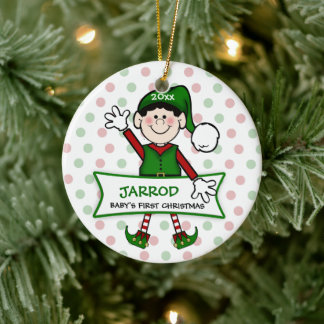 Baby 1st jul Elf Boy Julgransprydnad Keramik