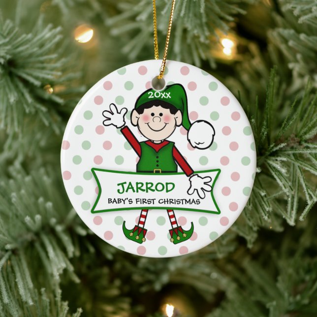 Baby 1st jul Elf Boy Julgransprydnad Keramik (Träd)