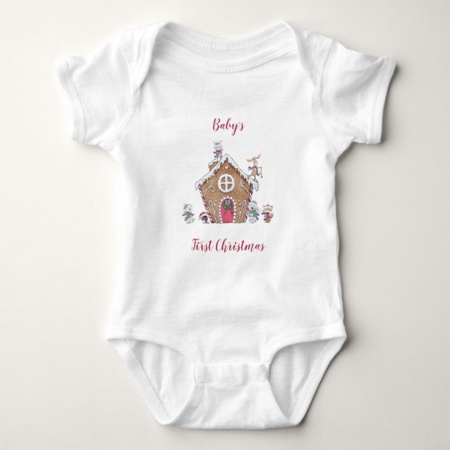 Baby 1st jul Gingerbröd House Ice Skates T Shirt (Framsida)