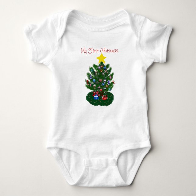 Baby 1st jul Gult Star Julgran T-shirt (Framsida)