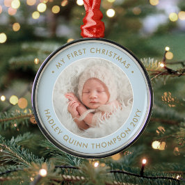 Baby 1st jul Modern Photo Light Guld Julgransprydnad Metall