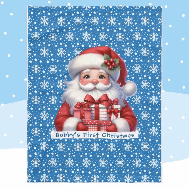 Baby 1st jul Personalize Namn Jultomten Fleecefilt (Skapare uppladdad)