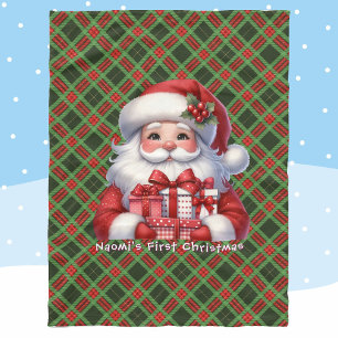 Baby 1st jul Personalize Namn Jultomten Fleecefilt