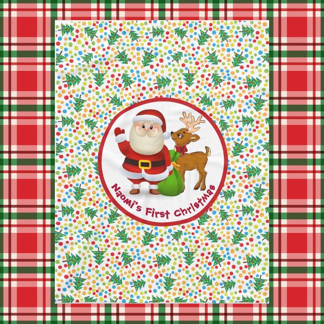 Baby 1st jul Personalize Namn Jultomten Fleecefilt (Skapare uppladdad)