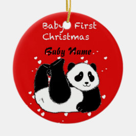 Baby 1st jul Personlig Baby Panda Bear Julgransprydnad Keramik