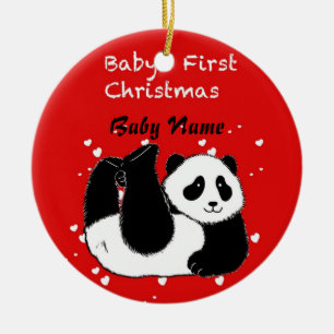 Baby 1st jul Personlig Baby Panda Bear Julgransprydnad Keramik