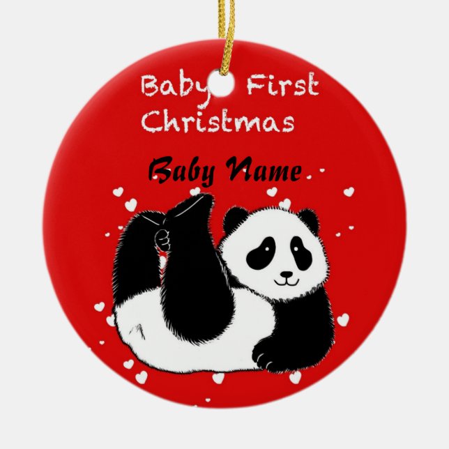 Baby 1st jul Personlig Baby Panda Bear Julgransprydnad Keramik (Framsidan)