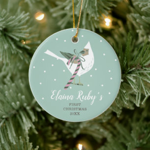 Baby 1st jul Personlig Woodland Bird Julgransprydnad Keramik